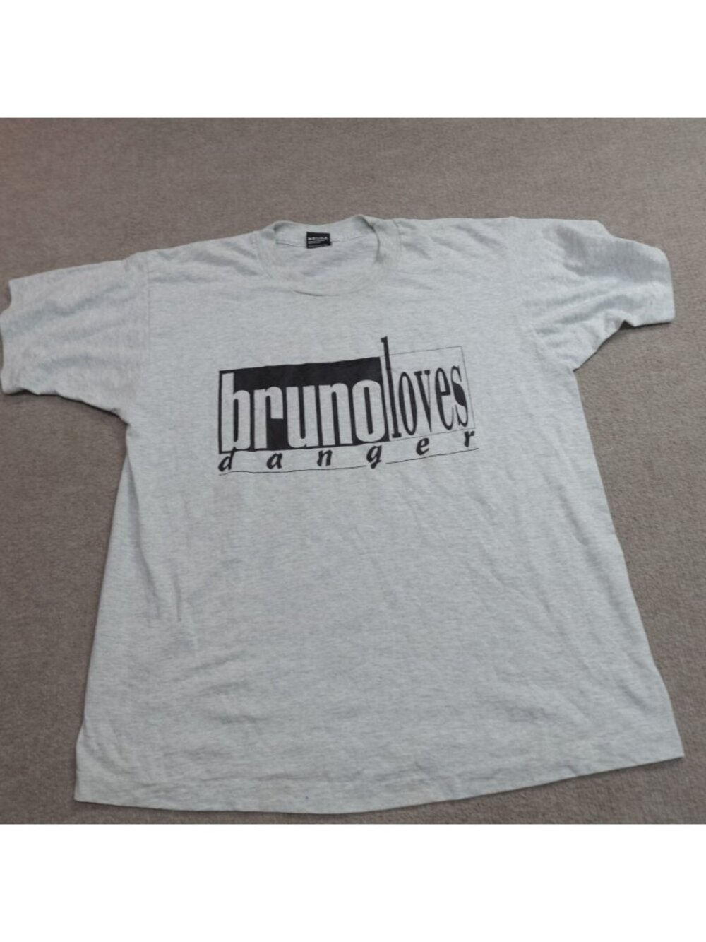 Vintage Bruno Loves Danger Shirt Large Gray Screen Stars New Wave